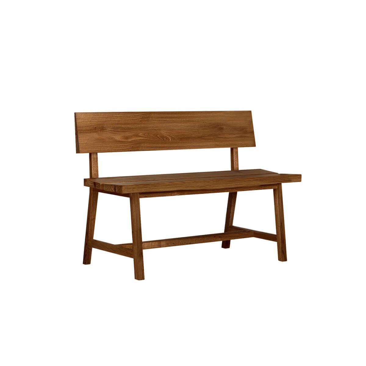 Solid Oak Bench with Backrest – PI Series Forest - 120 CM