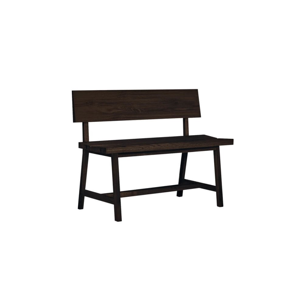 Solid Oak Bench with Backrest – PI Series Dark - 120 CM