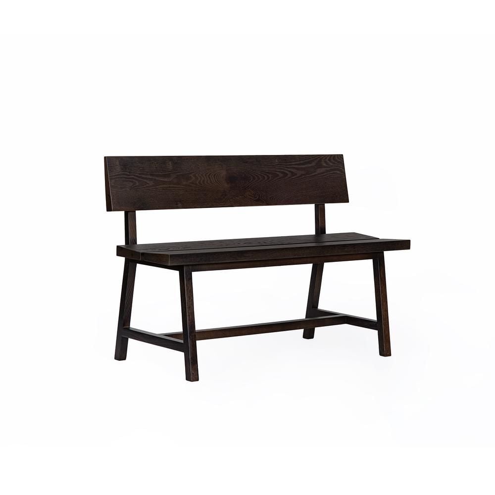 Solid Oak Bench with Backrest – PI Series Dark - 140 CM