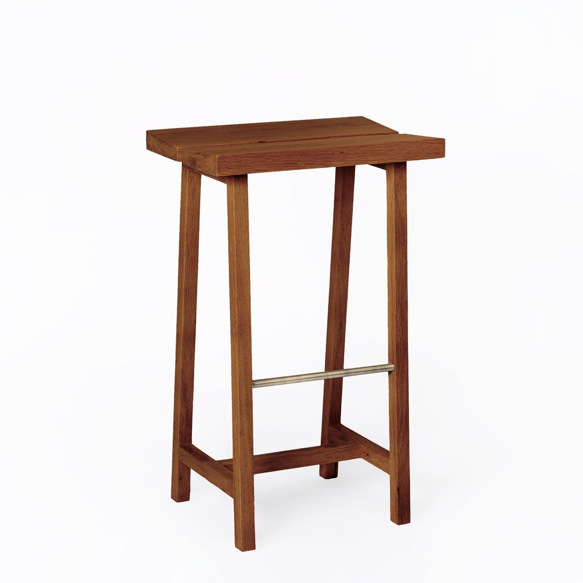 Solid Oak High Bar Stool – PI Series, Brass Detail Forest