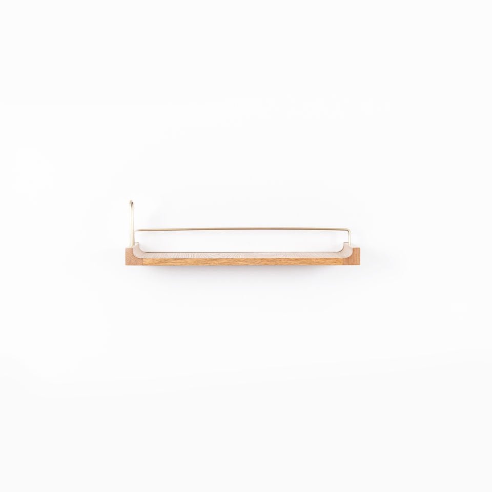 Wooden Flying Shelf – Medium Size, Oak, Gold Antique Detailed Honey