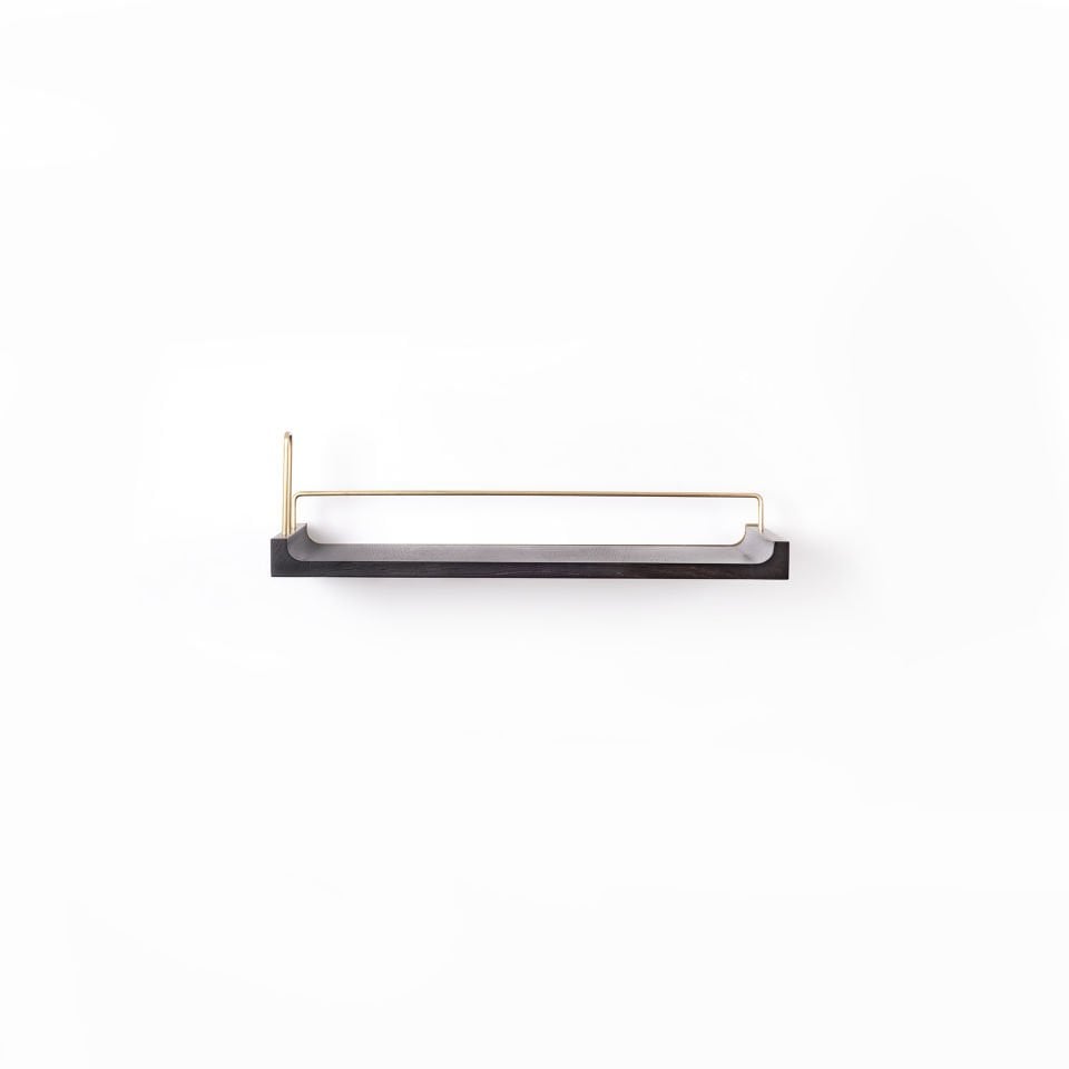 Wooden Flying Shelf – Medium Size, Oak, Gold Antique Detail Dark