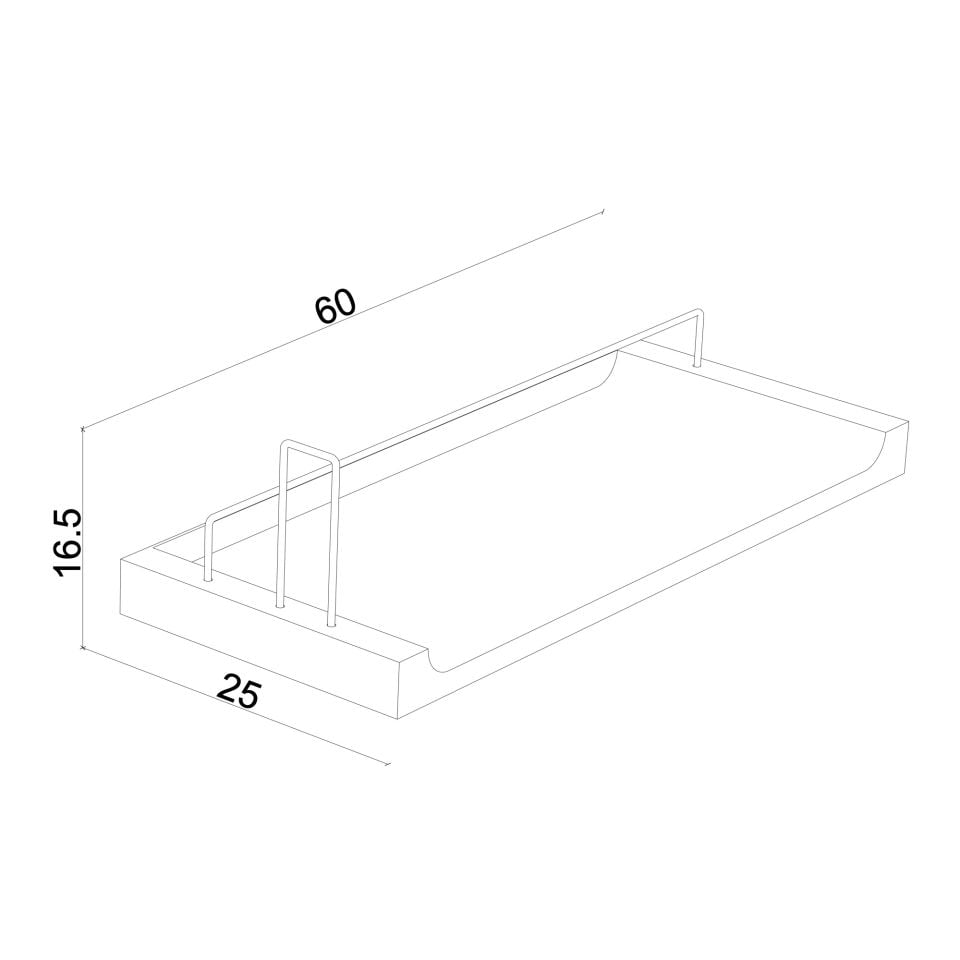 Wooden Flying Shelf – Medium Size, Oak, Gold Antique Detail Dark