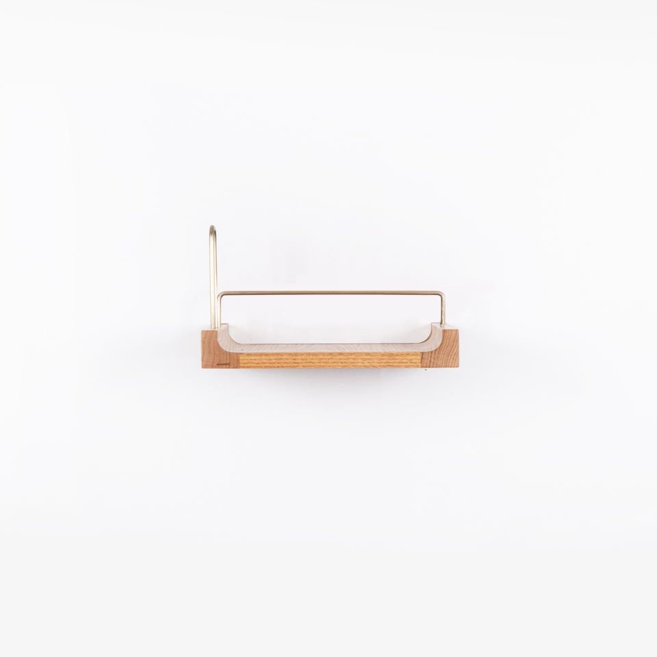Wooden Flying Shelf – Small Size, Oak, Gold Antique Detailed Honey
