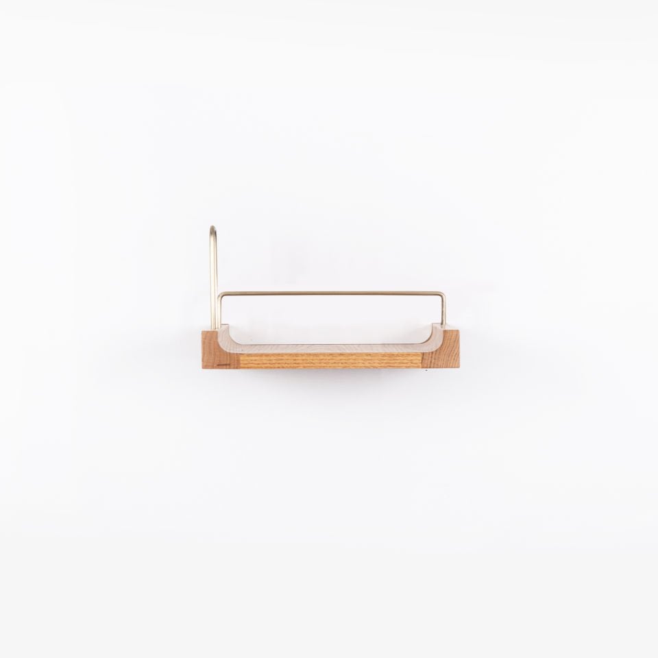 Wooden Flying Shelf – Small Size, Oak, Gold Antique Detailed Honey