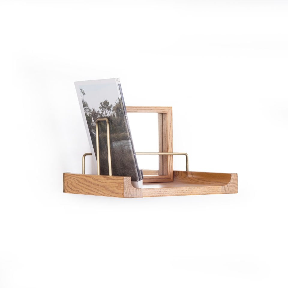 Wooden Flying Shelf – Small Size, Oak, Gold Antique Detailed Honey