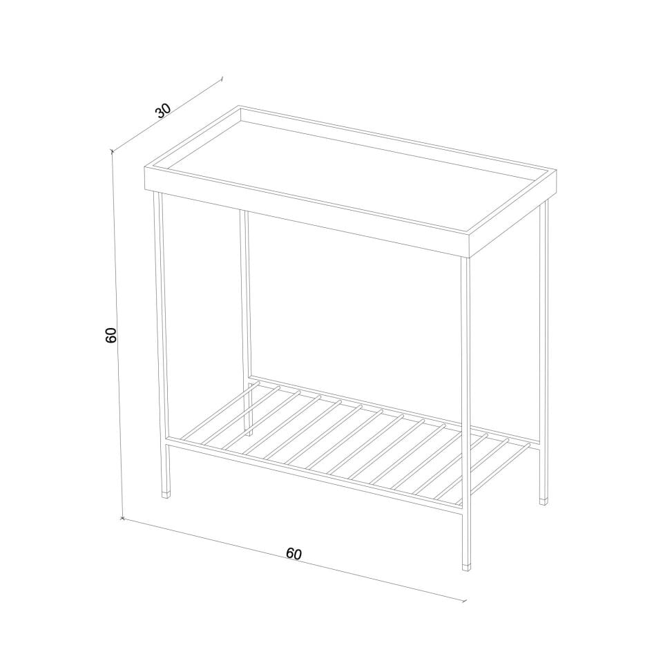 Masif Ahşap Geniş Yan Sehpa / Saksılık – EDGE Serisi, Renkli Metal Ayaklı Dark - SİYAH